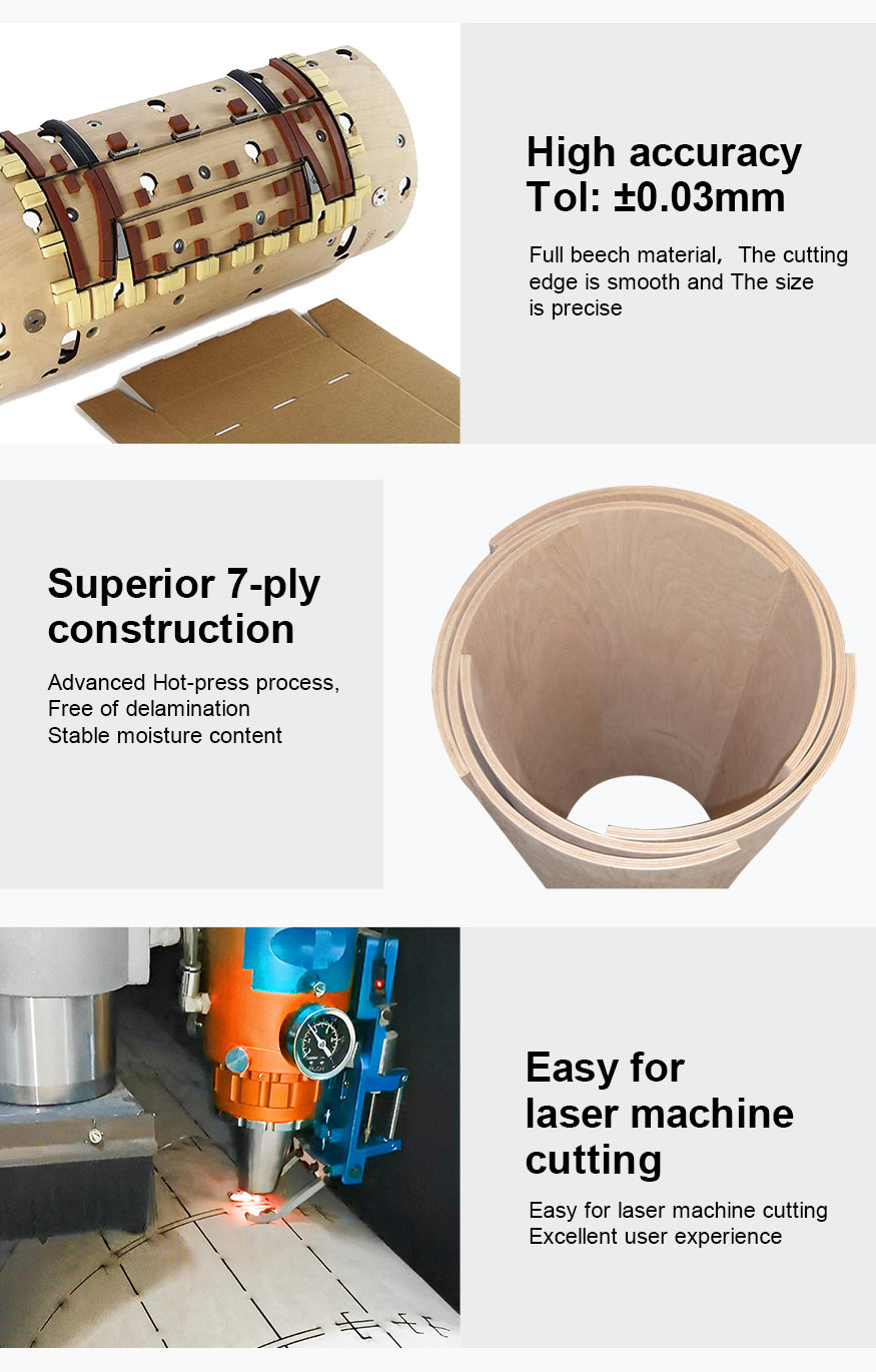 Beech wood UV coated Rotary Die Board For Laser Cutting